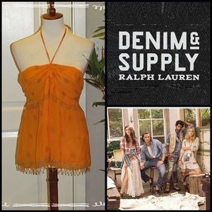 Denim & Supply Beaded Halter Boho Top #114